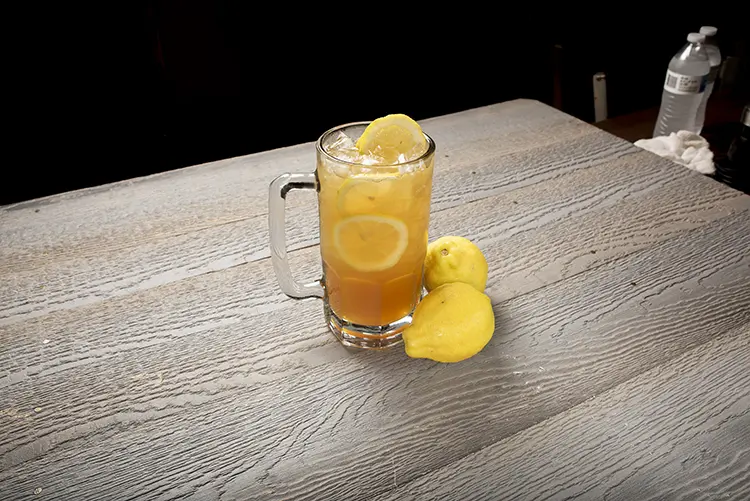 Iced lemon tea with fresh lemon slices and ice cubes at P P Pop Taiwanese Noodle Restaurant, a Taiwanese Restaurant in Monterey Park