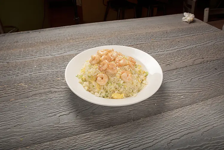Shrimp fried rice with egg and shredded cabbage at P P Pop Taiwanese Noodle Restaurant, a Taiwanese Restaurant in Monterey Park